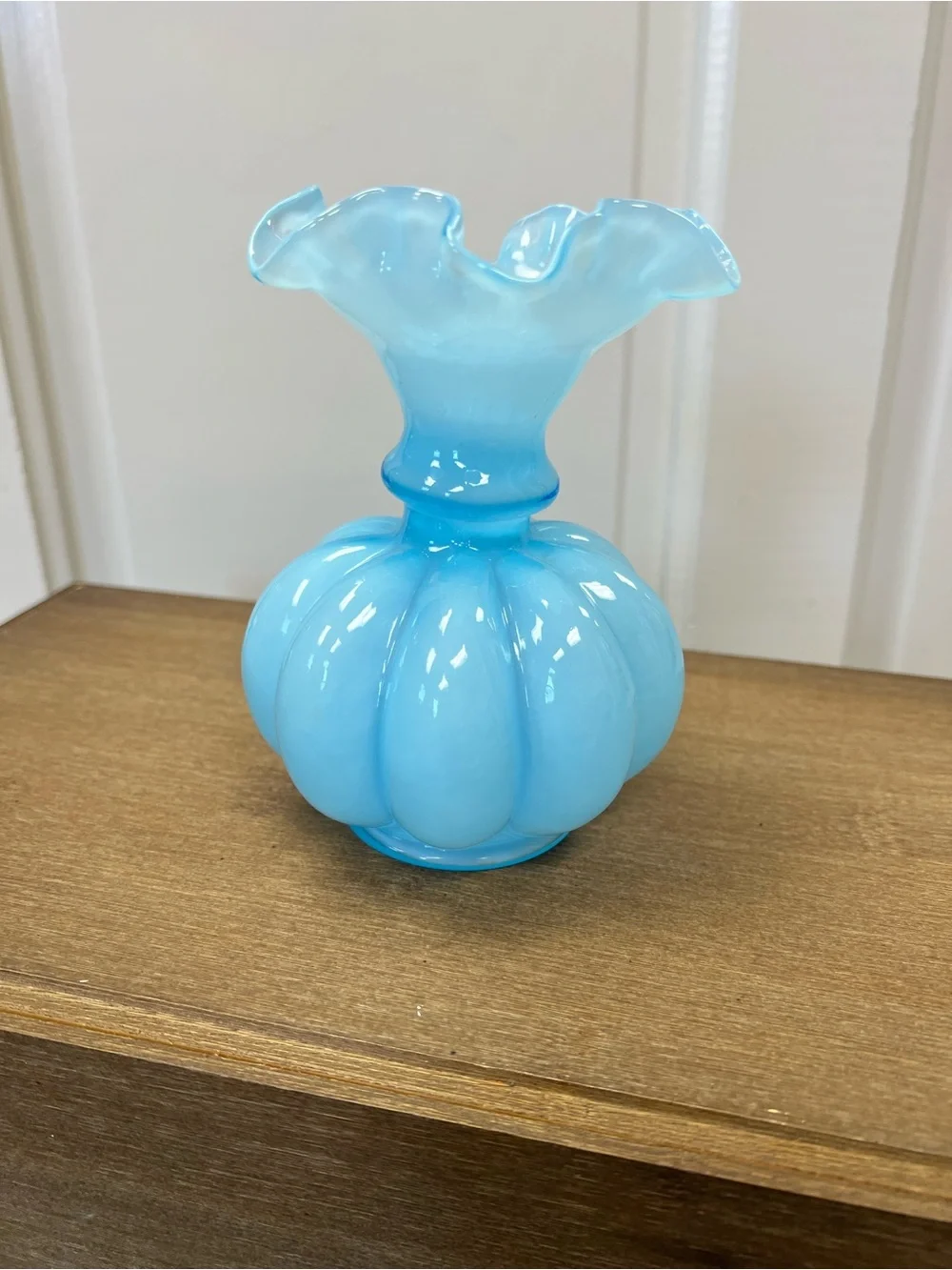 Blue Ruffled Glass Vase - Home Accents
